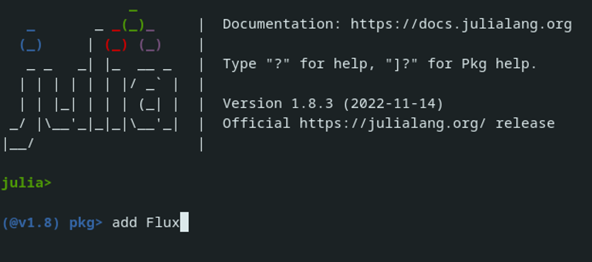 Julia package commandline example