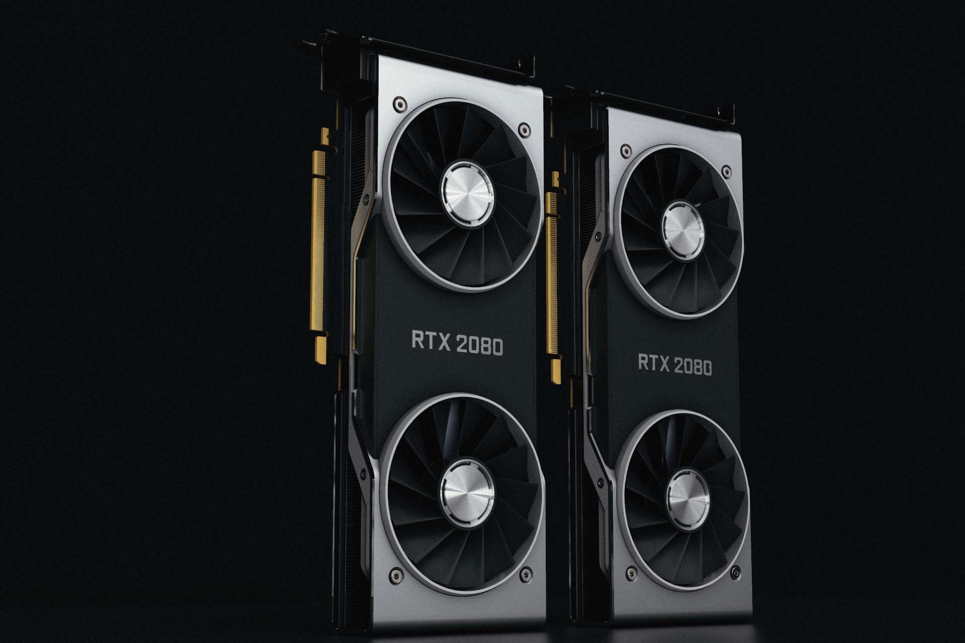 Two RTX 2080 graphics cards next to each other
